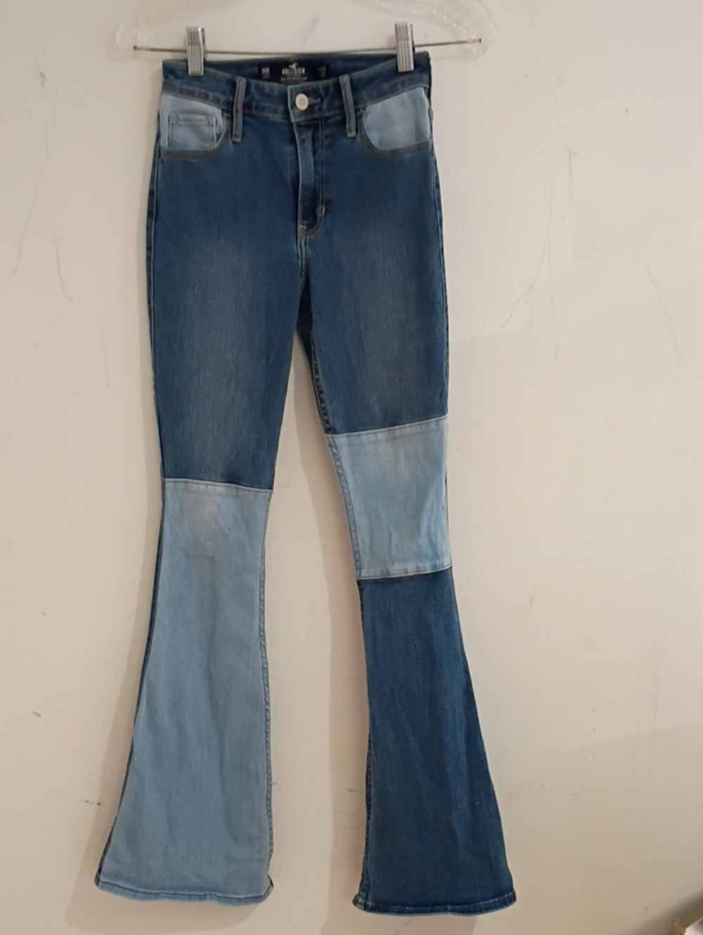 Hollister Two-Tone Blue Patchwork Wide Leg Jeans